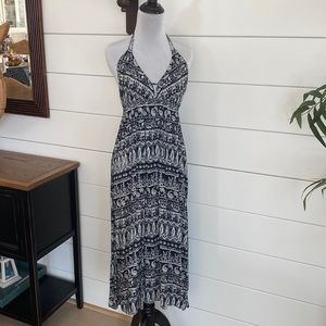 Forever 21 Black and White Print Halter Maxi Dress